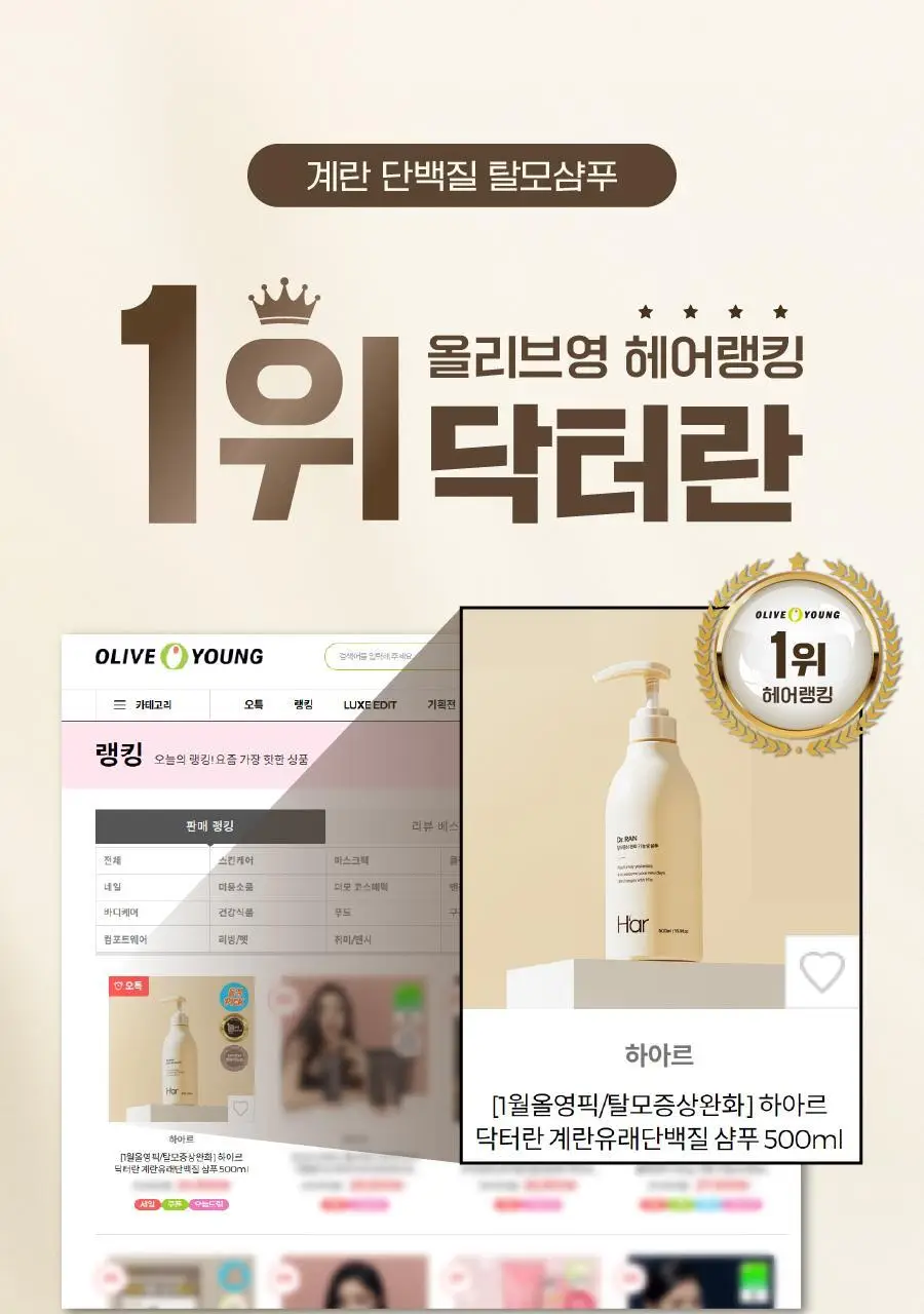 [탈모증상완화] 하아르 닥터란 계란유래단백질 샴푸 500ml 상세페이지 2